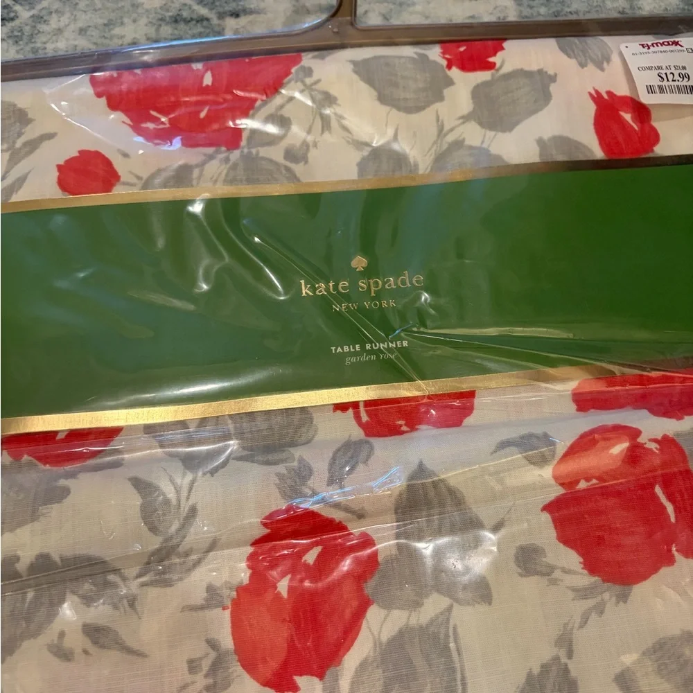 Kate Spade Red and Gray Floral Table Runner - Picture 2 of 3